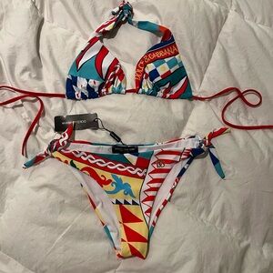 Dolce & Gabbana style colorful Patterned Bikini